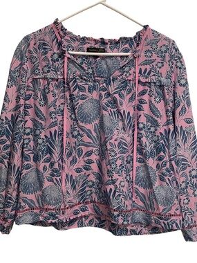 J. Crew Abigail Borg Cotton Silk Blend Bluse Long Sleeve Floral Print